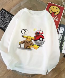 Pokemon Baby Yoda Shirt Aesthetic Harajuku Hoodies Sweatshirt Women Hoodies Women Kawaii Clothes Sweat Femme Thicken