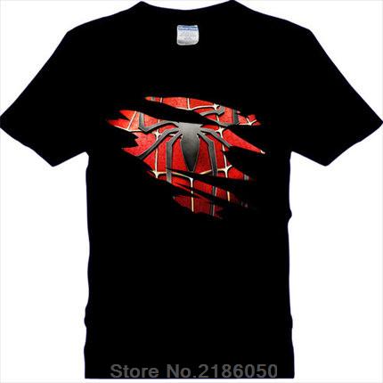 Spider man Logo Print T shirt Men Black Superhero Fashion T Shirt Spiderman Tees Tops Boy 1