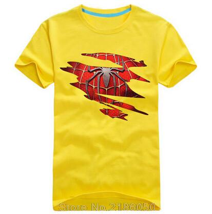 Spider man Logo Print T shirt Men Black Superhero Fashion T Shirt Spiderman Tees Tops Boy 2