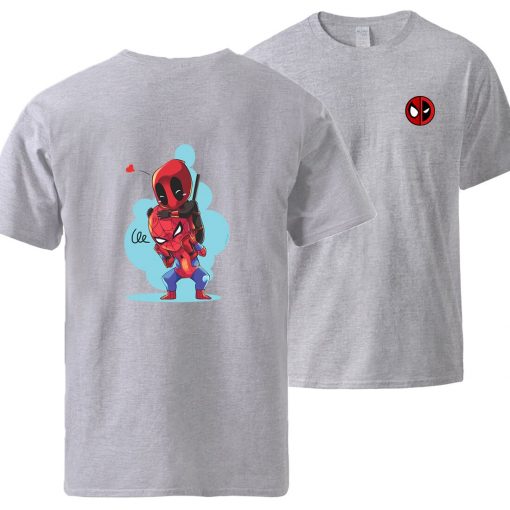 Spiderman Deadpool Tshirts Men Summer Short Sleeve Sportswear Cotton Top 2020 Man Brand Loose Casual Tshirt 1