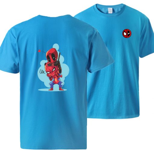 Spiderman Deadpool Tshirts Men Summer Short Sleeve Sportswear Cotton Top 2020 Man Brand Loose Casual Tshirt