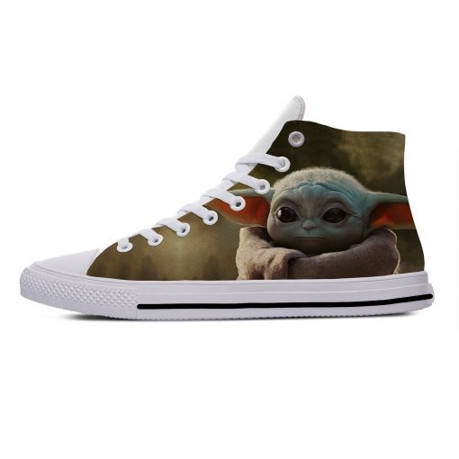 Star Wars Baby Yoda Mandalorian Cute Funny Vogue Casual Canvas Shoes High Top Lightweight Breathable 3D 3