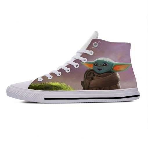 Star Wars Baby Yoda Mandalorian Cute Funny Vogue Casual Canvas Shoes High Top Lightweight Breathable 3D 4