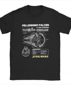 Star Wars T Shirt Men Millennium Falcon Tshirt Geek Schematics Tops Short Sleeve Novelty T Shirt 1
