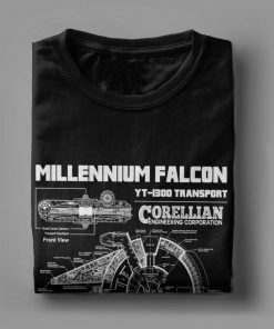 Star Wars T Shirt Men Millennium Falcon Tshirt Geek Schematics Tops Short Sleeve Novelty T Shirt 3
