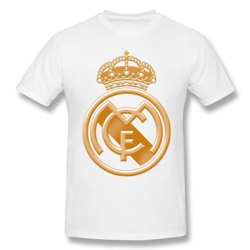 T Shirts Men Golden Real Madrided Crest T shirt High Quality Tee Father Day Tops 100