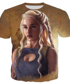 TV Series Game of Thrones Daenerys Targaryen Men T Shirt 3D Print Unisex T Shirt Casual