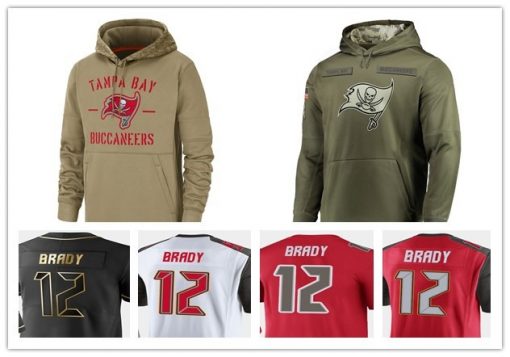 Tampa Bay American football Sweatshirt Buccaneers 12 Tom Salute to Service Sideline Therma Performance Pullover Brady