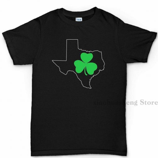 Texan Irish Paddys Day Shamrock Clover Leprechaun T shirt Tee T shirt 100 cotton men T