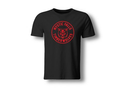 The Vampire Diaries inspired Black Tshirt Red Mystic Falls Timberwolves Vampire Funny Casual Brand t shirts