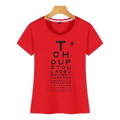 Tops T Shirt Women new orleans eye chart Basic Vintage Cotton Female Tshirt 2