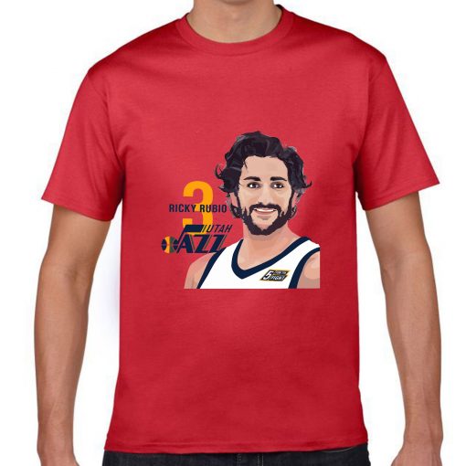 Utah Jazz Ricky Rubio Spanish Golden Boy Men Basketball Jersey Tee Shirts Fashion Man Funny Cartoon 2