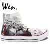 Wen Customized Grey Background The Walking Dead Hand Painted Skate Shoes Design Unisex Canvas Sneakers High