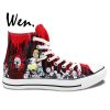 Wen Design Custom Red Hand Painted Shoes Walking Dead High Top Men Women s Canvas Sneakers