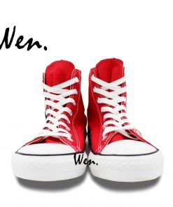 Wen Design Custom Red Hand Painted Shoes Walking Dead High Top Men Women s Canvas Sneakers 3