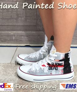 Wen Grey Hand Painted Shoes Design Custom Walking Dead Boys Girls Gifts High Top Men Women