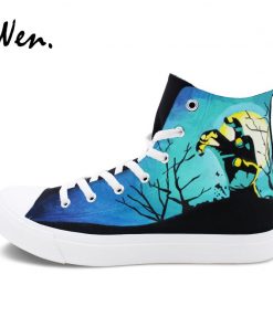 Wen Sneakers Shoes for Men Women Hand Painted Design Walking Dead High Top Black Canvas Shoes 1