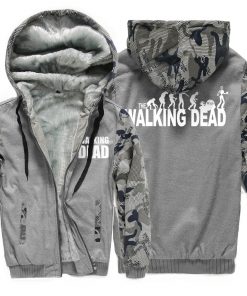 Winter Hoodies For Men 2018 New Arrival Camouflage Sweatshirt Thick Fleece Hoody WALKING DEAD Punk Streetwear