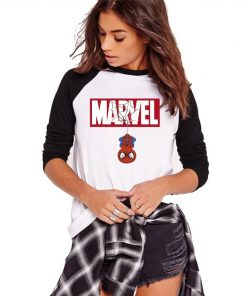 Women Tshirt Autumn Long Sleeve Cartoon Marvey Spiderman Print T shirt Female Tumblr Plus Size Ladies