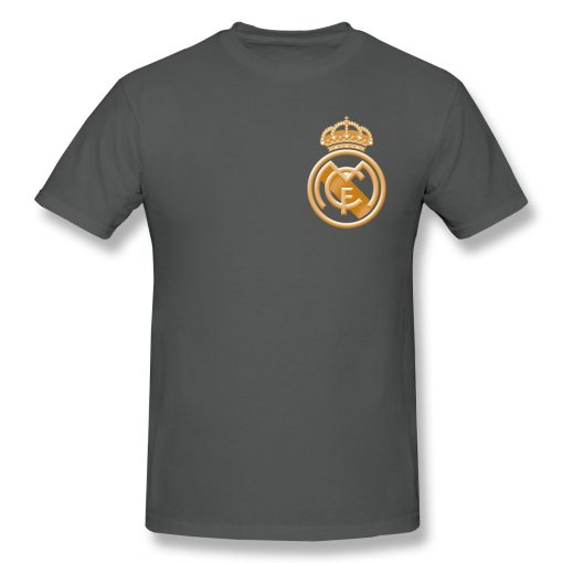 football team T Shirts Tops Humorous Cotton Golden Real Madrided Crest T Shirts Round Collar Clothing 1