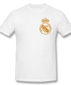 football team T Shirts Tops Humorous Cotton Golden Real Madrided Crest T Shirts Round Collar Clothing 3