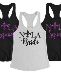 personalize glitter New Orleans Nola party bridesmaid Tanks tops tees Hen night Bachelorette bridal shower t 1