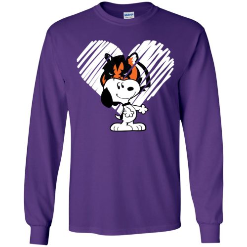 I Love Cincinnati Bengals Snoopy In My Heart NFL Youth LS T-Shirt