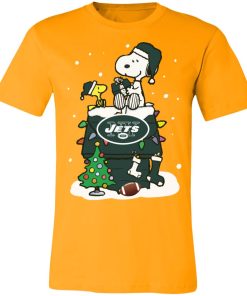 A Happy Christmas With New York Jets Snoopy Unisex Jersey Tee