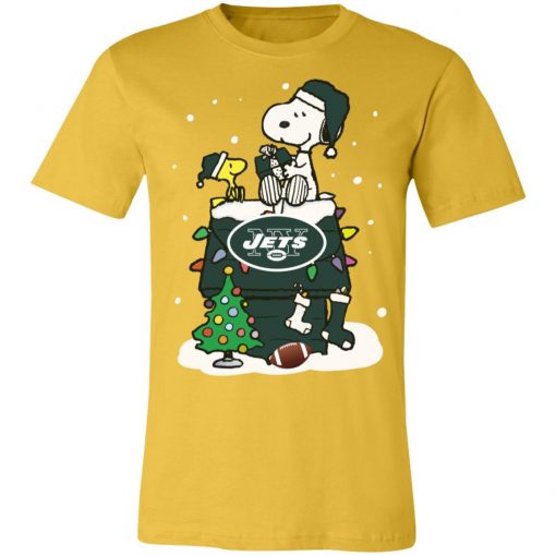 A Happy Christmas With New York Jets Snoopy Unisex Jersey Tee