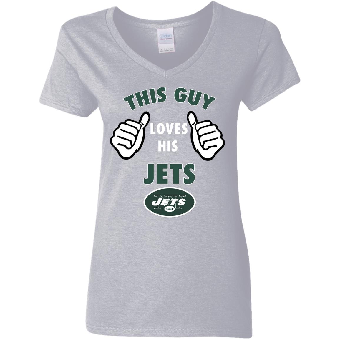 This Guy Loves His New York Jets V-Neck T-Shirt - Thegiftsports Store