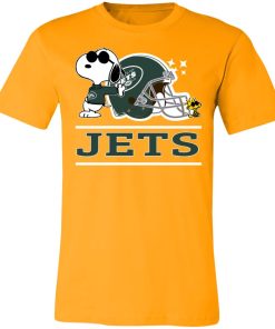 The New York Jets Joe Cool And Woodstock Snoopy Mashup Unisex Jersey Tee