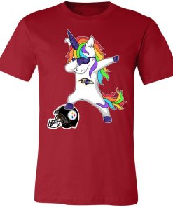 Football Dabbing Unicorn Steps On Helmet Baltimore Ravens Shirts Unisex Jersey Tee