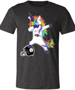 Football Dabbing Unicorn Steps On Helmet Baltimore Ravens Shirts Unisex Jersey Tee