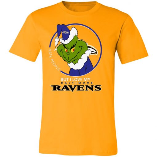 I Hate People But I Love My Baltimore Ravens Grinch NFL Shirts Unisex Jersey Tee