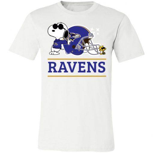 The Baltimore Ravens Joe Cool And Woodstock Snoopy Mashup Unisex Jersey Tee