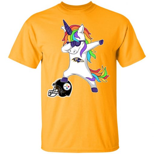 Football Dabbing Unicorn Steps On Helmet Baltimore Ravens Shirts Men’s T-Shirt