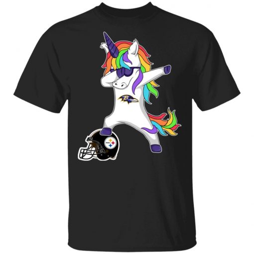 Football Dabbing Unicorn Steps On Helmet Baltimore Ravens Shirts Men’s T-Shirt