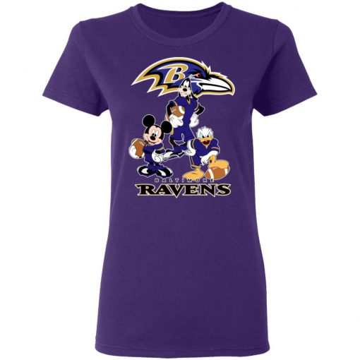 Mickey Donald Goofy The Three Baltimore Ravens Football Shirts Women’s T-Shirt
