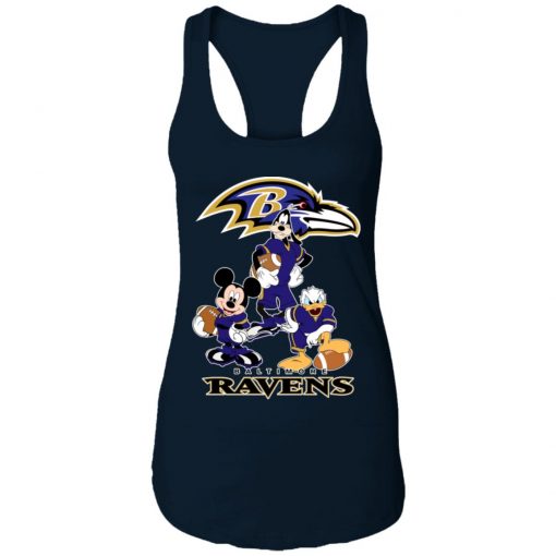 Mickey Donald Goofy The Three Baltimore Ravens Football Shirts Racerback Tank