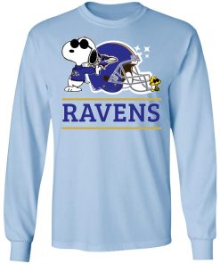 The Baltimore Ravens Joe Cool And Woodstock Snoopy Mashup LS T-Shirt