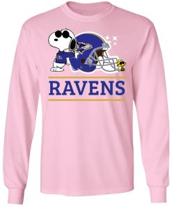 The Baltimore Ravens Joe Cool And Woodstock Snoopy Mashup LS T-Shirt