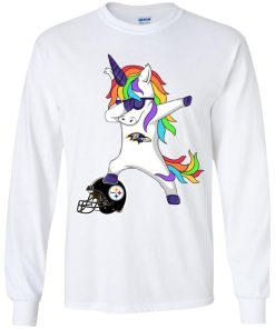 Football Dabbing Unicorn Steps On Helmet Baltimore Ravens Shirts Youth LS T-Shirt