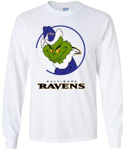 I Hate People But I Love My Baltimore Ravens Grinch NFL Shirts Youth LS T-Shirt