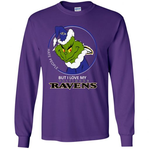 I Hate People But I Love My Baltimore Ravens Grinch NFL Shirts Youth LS T-Shirt