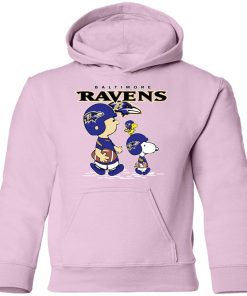 Baltimore Ravens Let’s Play Football Together Snoopy NFL Shirts Youth Hoodie