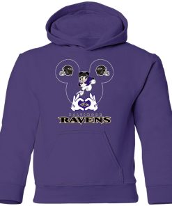 I Love The Ravens Mickey Mouse Baltimore Ravens Youth Hoodie