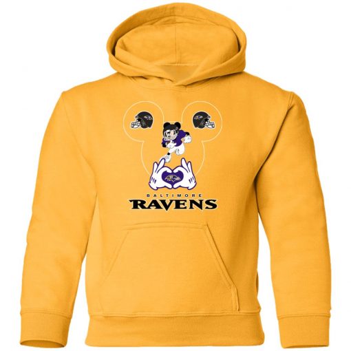 I Love The Ravens Mickey Mouse Baltimore Ravens Youth Hoodie