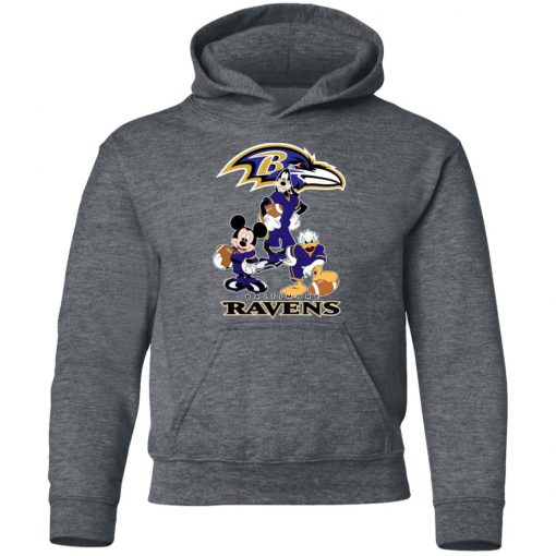 Mickey Donald Goofy The Three Baltimore Ravens Football Shirts Youth Hoodie