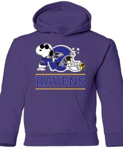The Baltimore Ravens Joe Cool And Woodstock Snoopy Mashup Youth Hoodie