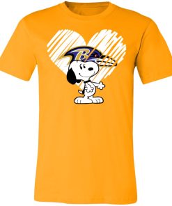 I Love Baltimore Ravans Snoopy In My Heart NFL Shirts Unisex Jersey Tee